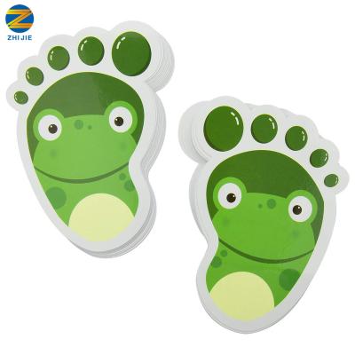 China Waterproof+Eco-friendly 15-Pairs Cartoon Animals Guide Self Adhesive Footprints Stickers Floor Decals Floor Stairs Decor Frog (Green) for sale