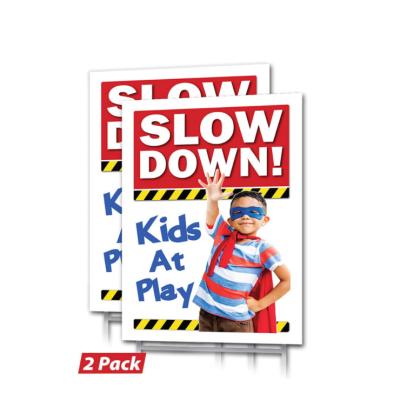 China Waterproof Slow Down - Kids At Play Warn Yard Signs Lawn Sign With Metal Stakes for sale