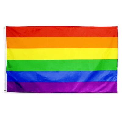 China Fade Resistant And Waterproof Hot Selling Double Side Sublimation Fabric 3x5 Polyester Customize Gay Pride Flag for sale