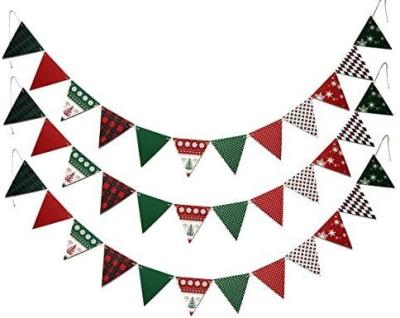 China High Quality Bunting Merry Christmas Bunting Flag Banner Fabric Flag Reusable Christmas Party Home Decoration Flag for sale