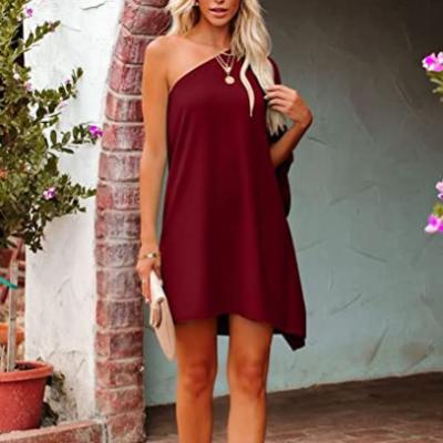 China Party Wear Only Amazon Free Shipping USA STOCK LOTS Seller Clearenc Ladies Women Elegant Casual Clothing Midi One Shoulder Dress for sale