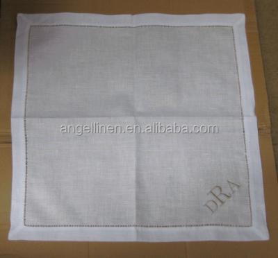 China Monogrammed Hemmed Machine Washable French Linen Wedding Napkins 100 for sale
