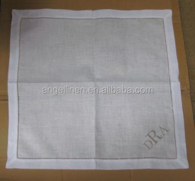 China Monogrammed Hemmed Machine Washable French Linen Wedding Napkins 100 for sale