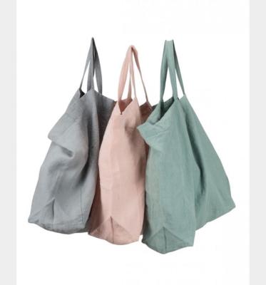 China Folding Popular Irish Canvas Naturally Dyed Large Tote Bag With Stone Wash for sale