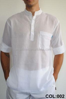 China Anti-pilling high quality washed out men's pure linen shirts in solid color for sale