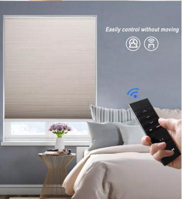 China Modern Motorized Day And Night Cordless Honeycomb Blinds Electric Top Down Bottom Up Shades Automatic Cellular Shades for sale