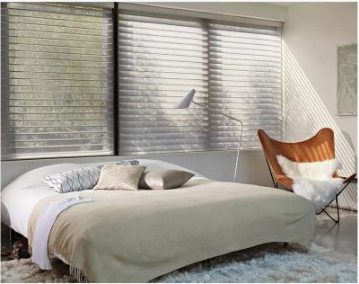 China Modern Luxury Shangri-la Roller Blinds Fabric Upper And Lower Open Wide Blade Shangri-la Curtains for sale