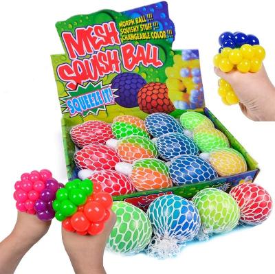 China Small Mesh Squishy Balls Grape Squeeze Balls with Mesh Color Changing Stress Anti-Anxiety Toys Squishy Toys for Girls Boys for sale