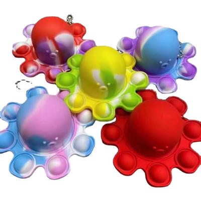 China 2021 small children stir toys popit push sound octopus silicone double-sided for key chain for sale