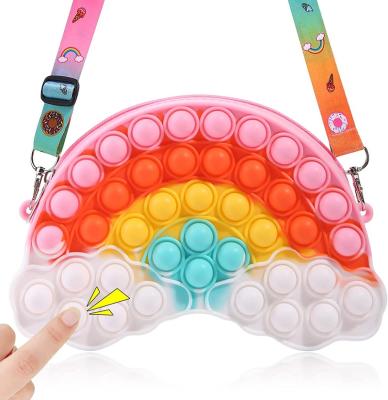 China Little Girls Pinch Toys Gifts Cross - Body Noise Purse Buster Toys, Birthday Gifts Rainbow Snap Shoulder Bags for sale