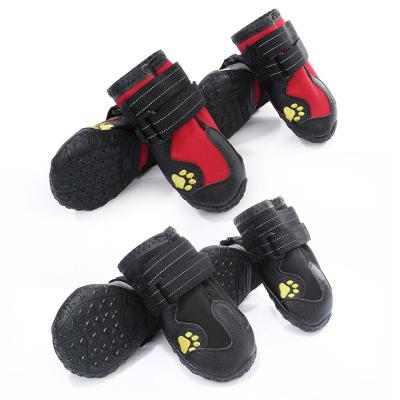 China 2021 Viable Leather Waterproof Non-slip Outdoor Dog Shoes 4pcs Dog Clothes Dog Shoes Protect Dog's Toes for sale