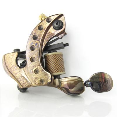 China MINO Permanent Liner Coil Tattoo Machine Damascus Steel Professional Handmade Tattoo Machines for sale