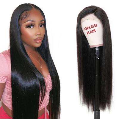 China Soft Cheap Price Wholesale Natural Color Human Hair Virgin Brazilian Straight Lace Front Wig For Black Women for sale