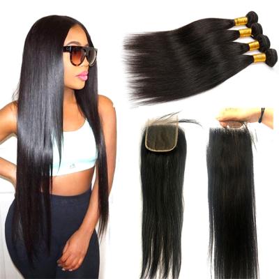 China Silky Straight Brazilian Virgin Human Hair Lace Closure and Silky Headband, Mink Brazilian Virgin Human Hair bundles with closure for sale