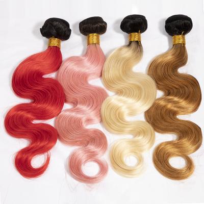 China Body Wave Fashion Style Ombre Bundle Hair Extensions, Ombre 2 3 Tone Brazilian Hair Bundles With Lace Frontal Closure for sale