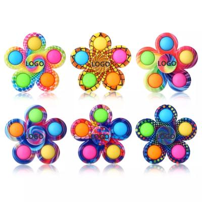 China Wholesale Dimple Sensory Toy Stress Reliever Anti-Anxiety Designer Stress Relief Push Single Rainbow Pop Bubble New Finger figet spinners fidget spinner toys for sale