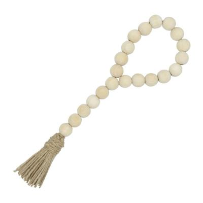 China Perfect Gifts for Boho Graduates Living Room Decor Custom Wood Bead Wooden Bead Tassel Garland Farmhouse Rustic Home Decortons for sale