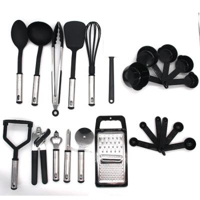 China Sustainable Kitchen Utensils Set 23 Nylon Cookware Sets With Stainless Steel Handle Cookware Sets For Sale for sale