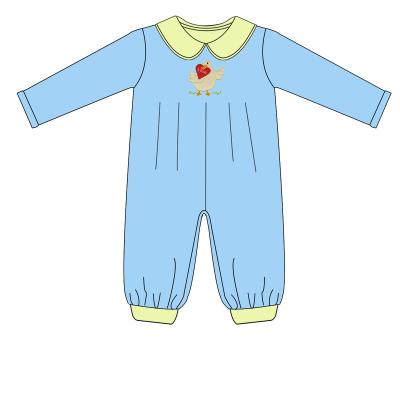 China 2021 Polyester/Cotton Boutique Clothing Valentine's Day Baby Romper Outfits Lean Applique Toddler Baby Long Sleeve Boy Romper for sale