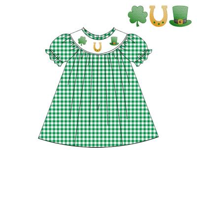 China high quality Anti-wrinkle Maxine kids dress casual St. Patrick's Day boutique party applique clothing girl's princess dresses for sale