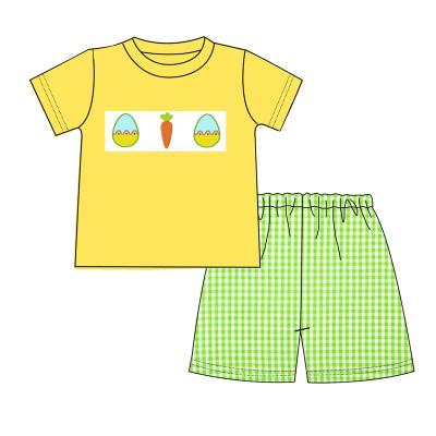 China Carrot Applique Design Boutique Little Boy Easter And Sibling Clothing Egg Outfits Summer Clothing Boy Sets for sale