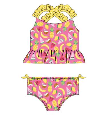 China Wholesale Breathable Custom Design Baby Swimsuit Bikini Girl Boutique Summer Swimsuit Fruit Printed Kid Swim for sale