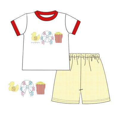 China New Arrival Spring Summer Casual Baby Boy Sets Applique Cotton Custom Kids Casual Clothes Kids Wear Boutique for sale