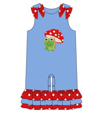 China Polyester/Cotton Customs Service Babies Rompers Ruffles Bow Romper Wholesale Sleeveless Baby Knitted Boutique for sale