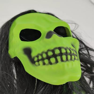 China 15+ Yiu Tung New Design Punk Rock Skull Neon Green Mask Come With Wig Halloween Mask for sale