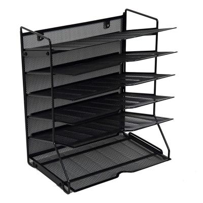 China Wall Mount Metal Mesh File Organizer Magazine Holder 5 Section Folder Magazine Holder for sale