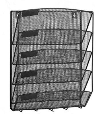 China Metal Home School Office 5 Tier Magazine Rack Wall Hanging for sale