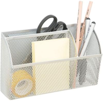 China Mesh Magnetic Fridge Organizer Storage Basket 3 Grid Metal Office School Home For Outdoor Money Magnetic Pen Holders Whiteboard Fridge for sale