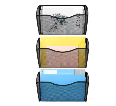 China Folder Organizer 3 Pockets Hanging Folder Rack Organizer Metal Wall Mount Magazine Holder for sale