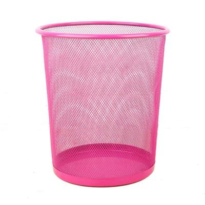 China Household Without Lid Around Mesh Garbage Bin Black Wire Metal Waste Paper Bin for sale