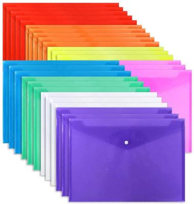 China Clear Plastic Document Folder Envelope with Snap Button Closure, A4 Size/Letter Size File Folder for School and Office Supplies for sale