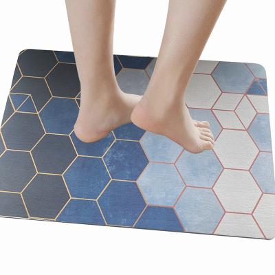 China MatColored Washable Good Resilience Ultra-Strong Water Absorption Patterned Floor MatsMicrofiber Bath Diatomite Mat for sale