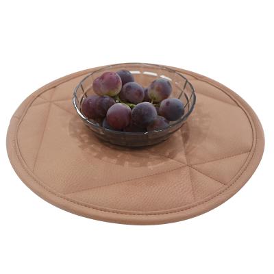 China Hot Selling Leather Round Table Place Mat Heat Resistant Oilproof Boho Quilted for sale