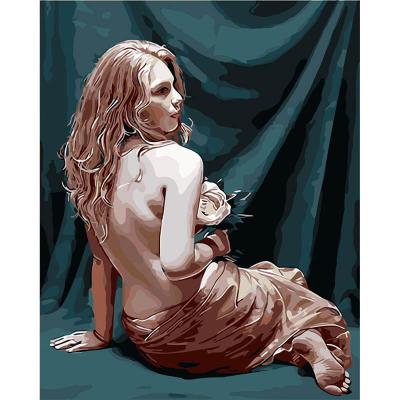 China Seascape girl oil painting nude diy acrylic paint by numbers for living room wall for sale