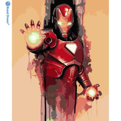 China Modern ROYALDREAM Iron Man DIY Dropshipping With Frame Canvas Acrylic Oil Coloring Paint By Numbers For Adults Kids Gift for sale