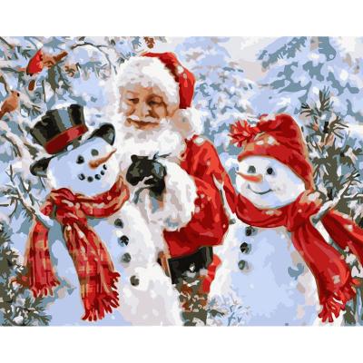 China ROYALDREAM A Modern Snowman On Christmas Oil Painting By Canvas Digital Painting For Living Room Wall Artist Residence Decoration for sale