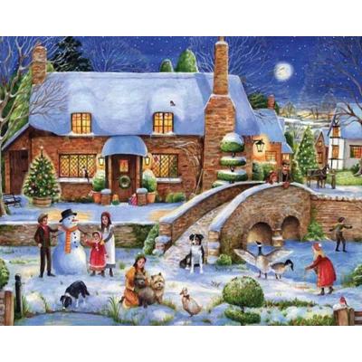 China ROYALDREAM Modern Christmas Eve Scene Oil Painting By Canvas Digital Painting For Living Room Wall Artist Residence Decoration for sale