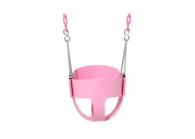 China Pink Kids Bucket Swing , EVA Outdoor High Back Full Toddler Bucket Swing With Plastic Coated Chains for sale