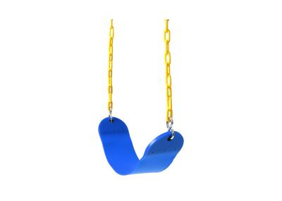 China Blue Kids Garden Swing Set , Flexible Rubber Belt Swing With Plastic Coated Chain for sale