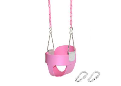 China Pink EVA High Back Full Toddler Childrens Single Swing With Plastic Coated Chains for sale