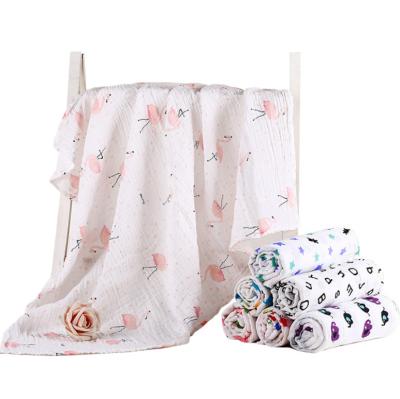 China Double Layer Super Soft Sustainable Newborn Baby Muslin Cotton Infant Wrap Receiving Blankets for sale