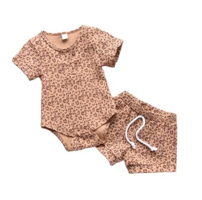 China Unisex Newborn Infant Short Set Soft Soft Toddler T-shirt Baby Leopard Dressing Equipment Clothing for sale