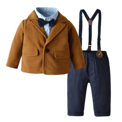 China Soft/Durable Formal Toddler Wedding Party Suit Plaid Shirt Vest Soft/Durable British Style Baby Boys Clothes 3 Pcs Sets for sale