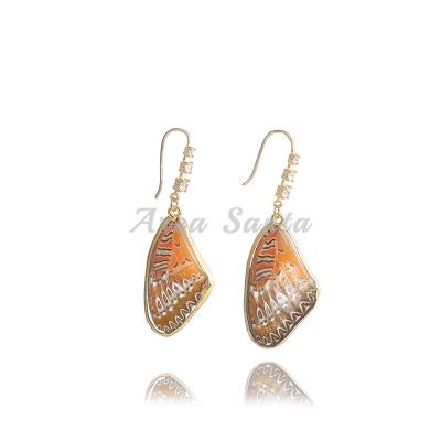 China Beautiful Real Swallowtail Butterfly Color Handmade Jewelry Cute Transparent Natural Butterfly Earrings For Women for sale