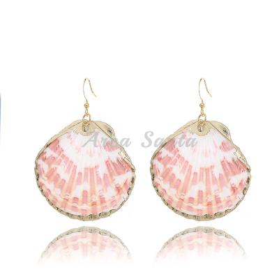 China CLASSIC Arca Santa Gold Plated Shells Boho Beach Ocean Shell Drop Earrings Natural Sea Conch Shell Earrings for sale