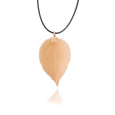 China CLASSIC Wholesale Gold Plated Real Nature Leaf Charms Pendant Necklace Jewelry for sale